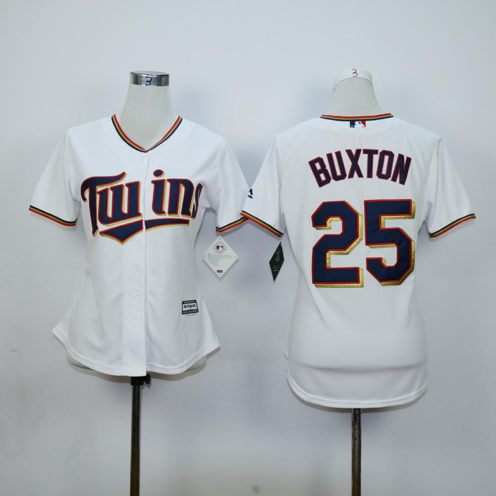 Women Minnesota Twins #25 Buxton White MLB Jerseys